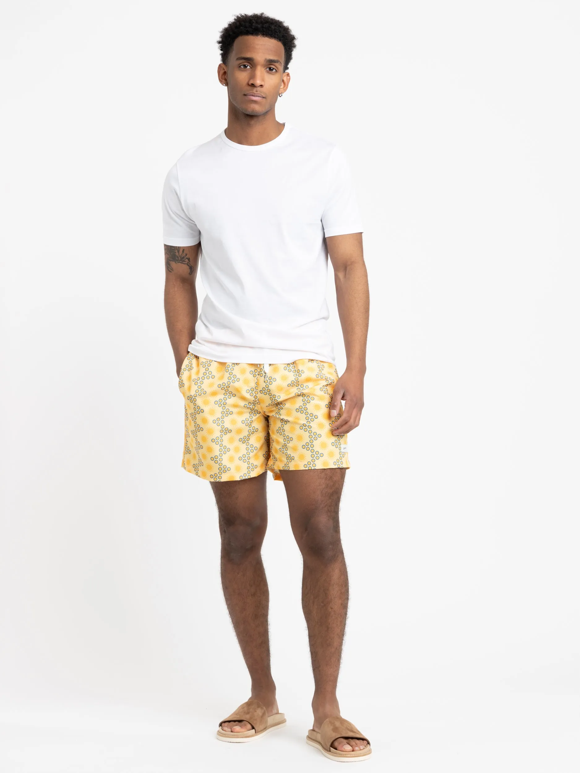 Yellow Disco Sun Honey Swim Trunks